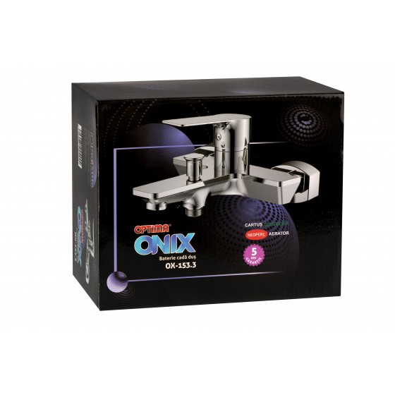 Baterie cada si dus Optima Onyx OX-153.3, monocomanda, crom, cartus ceramic