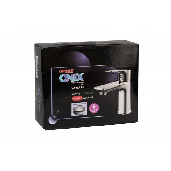 Baterie lavoar Optima Onyx S OX-153.7-S, monocomanda, crom
