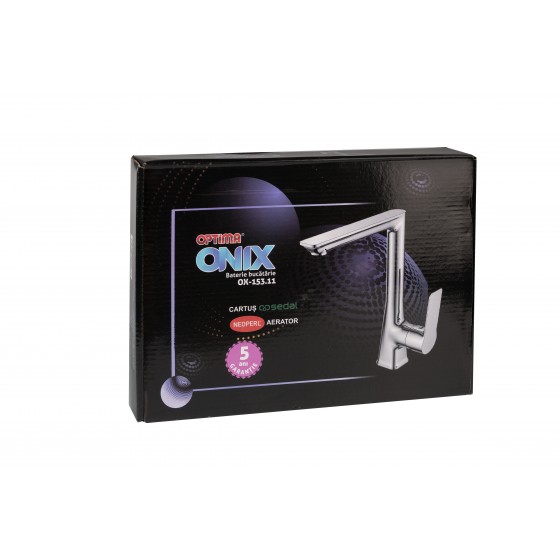 Baterie bucatarie Optima Onyx OX-153.11, monocomanda, crom, cartus ceramic